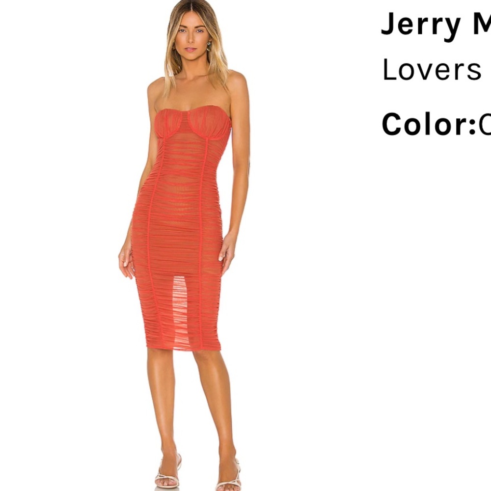 Revolve Lovers & Friends Fitted Midi Dress Coral